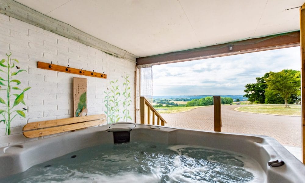 Hot Tub with views Highcloud Farm on the Welsh border large guest accommodation www.bhhhl.co.uk