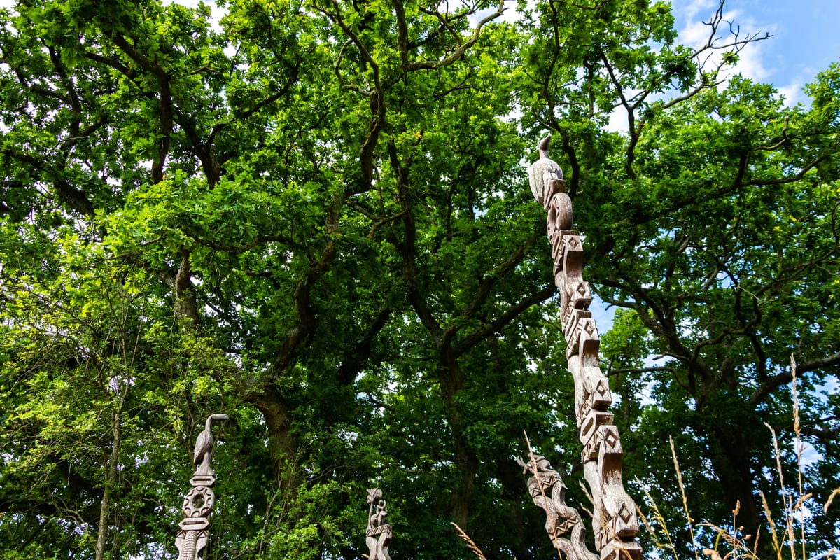 Totem pole Sculptures in the grounds of High Cloud Farm and Barn family and friends holiday accommodation Monmouothshire www.bhhl.co.uk